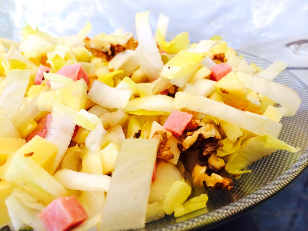 salade endives pommes noix raisins gruyère jambon SoRoseBonbons