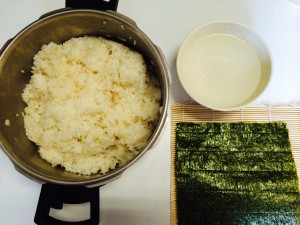 feuille de nori riz eau