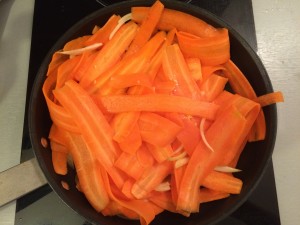 cuisson des tagliatelles de carottes