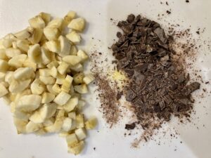 découpe bananes et chocolat