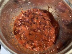 mélange haricots rouges pulpe de tomate