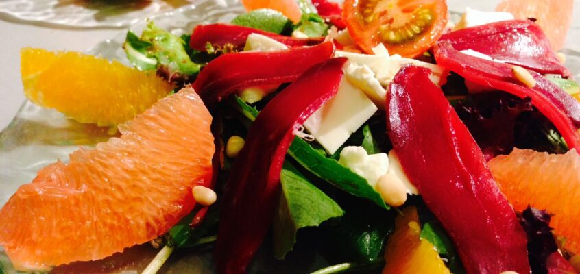 Salade magret orange pamplemousse