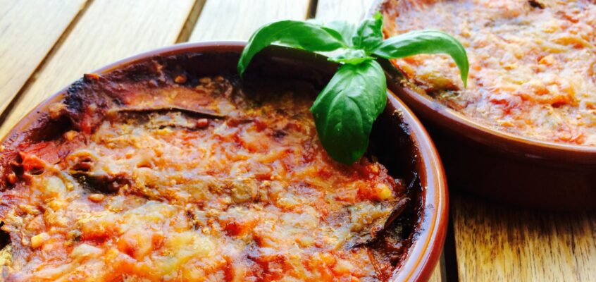 Gratin aubergines tomates basilic