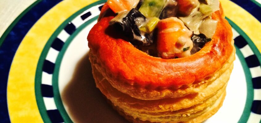 Vols-au-vent crevettes poireaux champignons