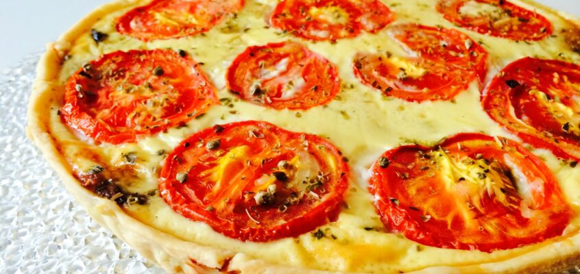 Tarte champignons lardons tomates origan