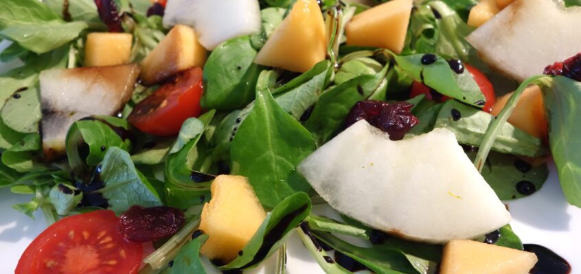 Salade melon tomate cranberry