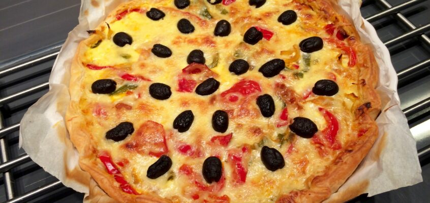 Tarte poivrons oignons moutarde