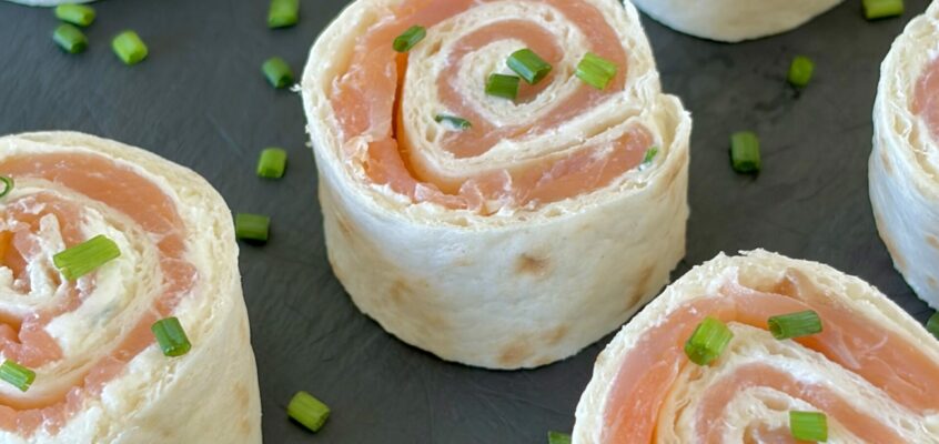Wraps roulés saumon fumé fromage frais ciboulette