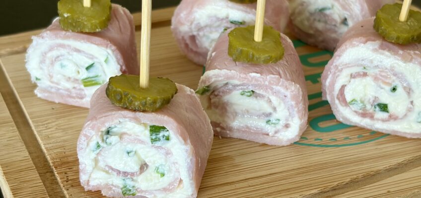 Roulés de jambon, fromage frais, ciboulette