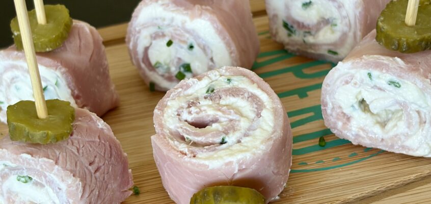 Roulés de jambon, fromage frais, ciboulette