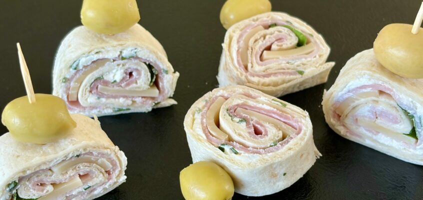 Wraps roulés jambon emmental basilic