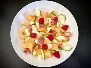 salade melon framboises