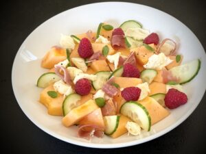 salade melon framboises