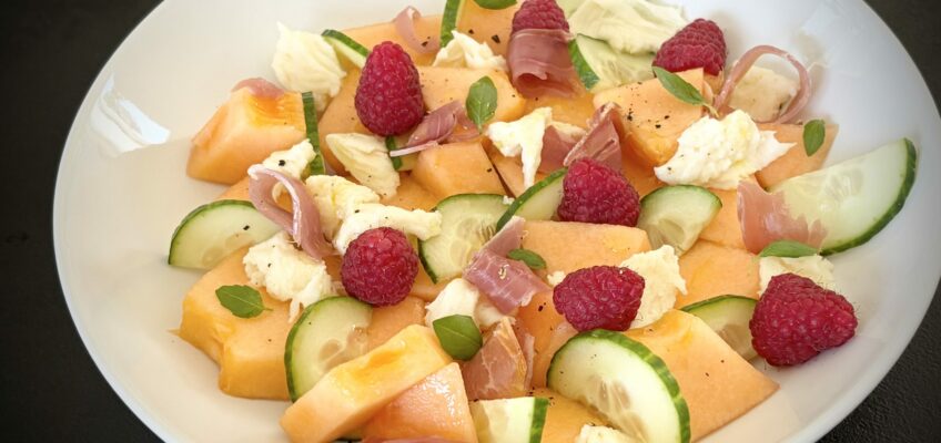 salade melon framboises